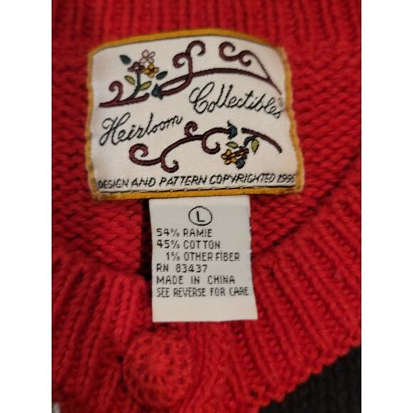 Vintage Heirloom Collectibles Christmas Cardigan Women's Sz L Santa Sweater Red - Picture 8 of 13